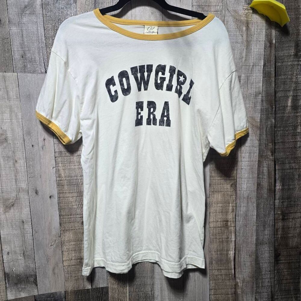 Oat Collective Cowgirl Era Ringer Tee Large Western Rodeo NFR Trendy Basic